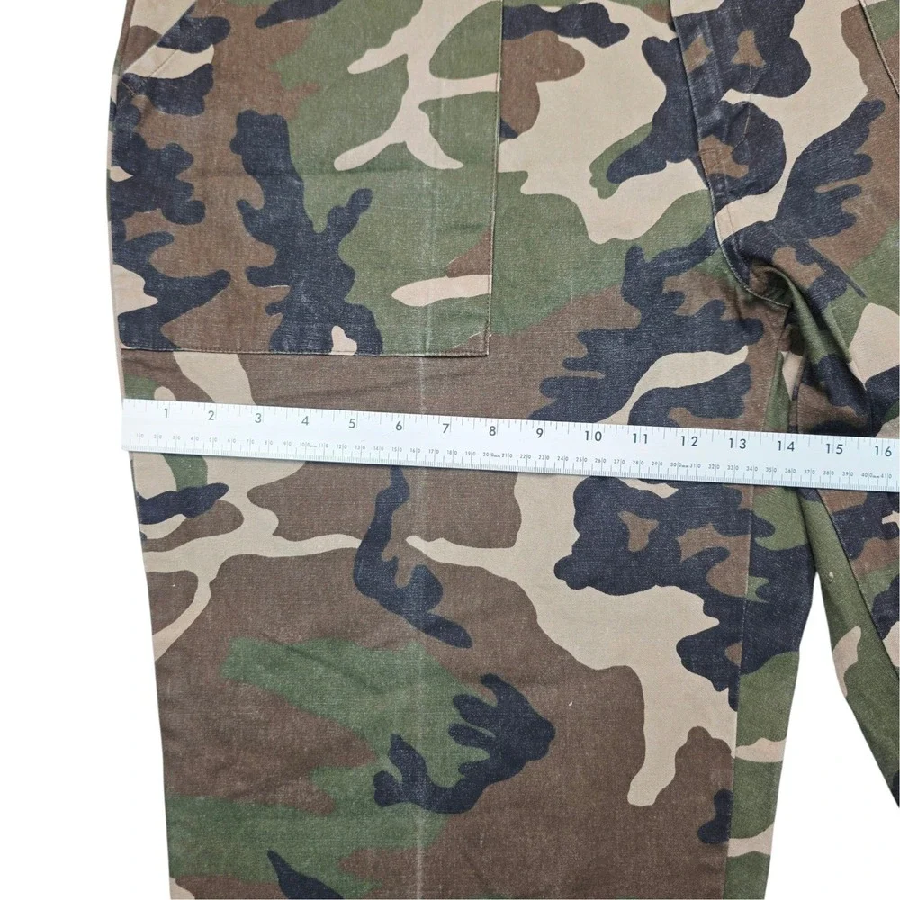 Mens Vintage Woodland Camo Utility Pants Straight Leg Cargo Trousers 39x28
